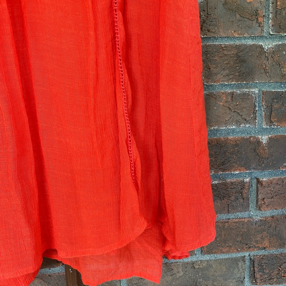 John Paul Richard red yoke lace flowy mini dress size Small - Picture 4 of 5